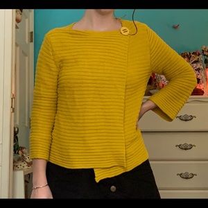 Yellow Asymmetrical Wrap Sweater
